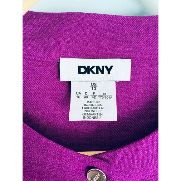 DKNY Magenta Button Front Drop Waist Dress Size 10 MSRP $129 NWT - Picture 6 of 15